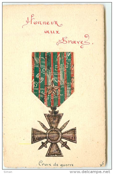 N°3710 - Collage De Timbres - Cut Stamps - Honneur Aux Braves - Croix De Guerre - Timbres (représentations)