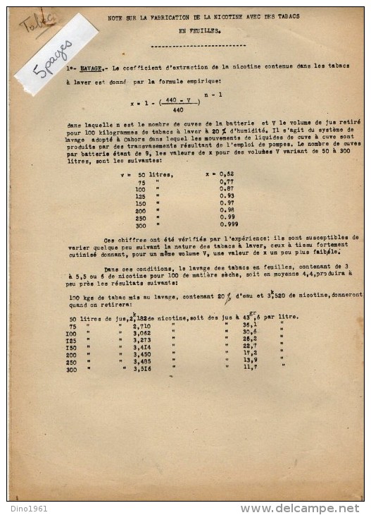 VP3564 - PARIS - 2 Notes De Mr SCHOESING Sur La Fabrication De La Nicotine Avec Des Tabacs - Documents