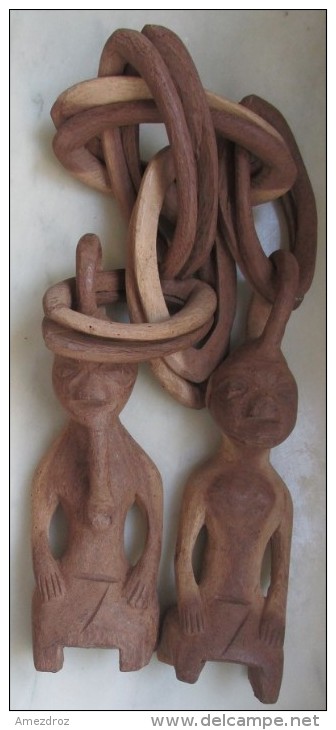 Sénégal Bambara, Couple En Bois Brut Enchainés, Utilisé Dans Les Rituels De Mariage - Art Africain