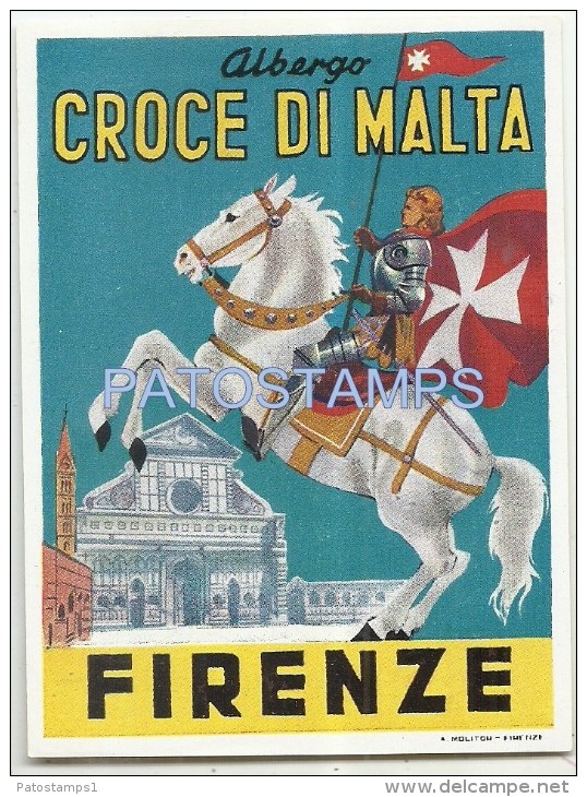 34244 ITALY FIRENZE TOSCANA HOTEL ALBERGO CROCE DI MALTA LUGGAGE NO POSTAL POSTCARD - Etiquettes D'hotels