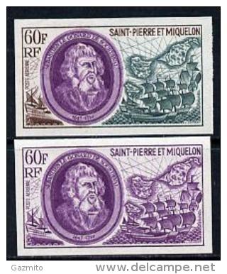 S. Pierre Miquelon 1970, Celebrities, Sebastien Le Gonard De Sourdeval And Ship, 2 Colour Proofs IMPERFORATED - Unused Stamps