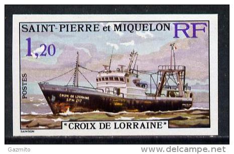 S. Pierre Miquelon 1976, Stern Trawlers 1f20 (Croix De Lorraine)  Proofin Issued Colours IMPERFORATED - Unused Stamps