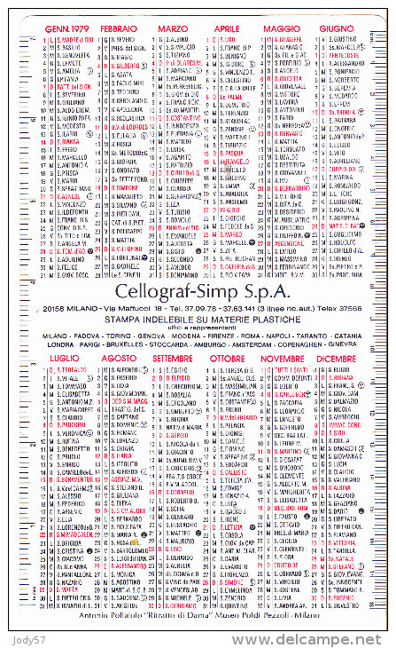 CALENDARIO 1979 - POLLAIOLO - RITRATTO DI DAMA - CELLOGRAF-SIMP S.P.A. - Formato Piccolo : 1971-80