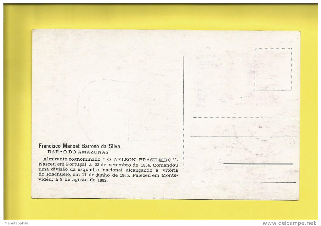 Carte Maximum  BRESIL Cachet  ( ANCRE Marine) Sur L´Amiral BARROSO Pour Son 150ème Anniversaire (1804-1882) - Maximum Cards