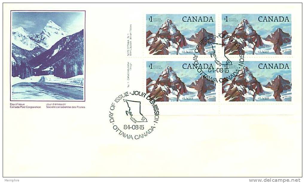 1984   Glacier National Park  $1  Definitive   Sc 934   Plate Block  Of 4 - 1981-1990