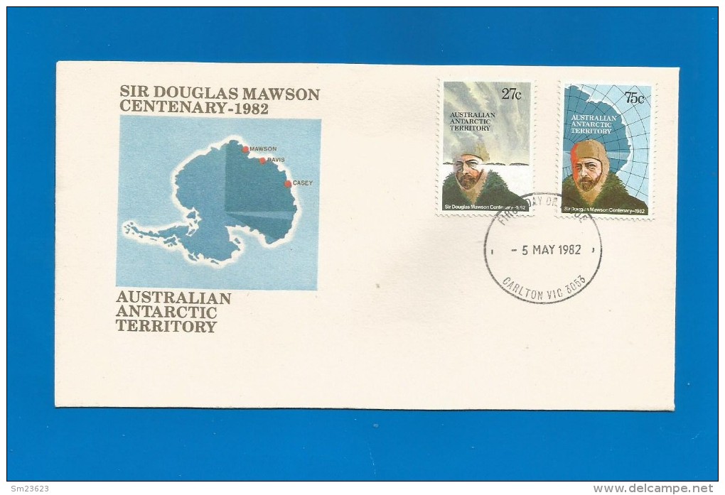 AAT  1982  Mi.Nr. 53 / 54 , Sir Douglas Mawson Centenary - First Day Of Issue Carlton Vic -5 May 1982 - FDC