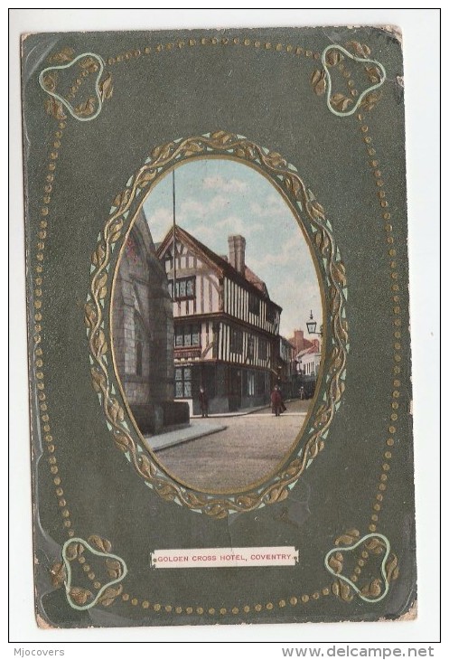 1909 Coventry Cds GB Stamps COVER  (postcard GOLDEN CROSS HOTEL)  Evii E7 - Covers & Documents