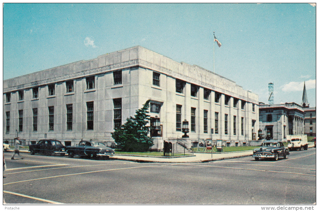 Original 1958 - Manchester New Hampshire NH N.H. - Post Office - Bureau De Poste - Cars - 2 Scans - Manchester