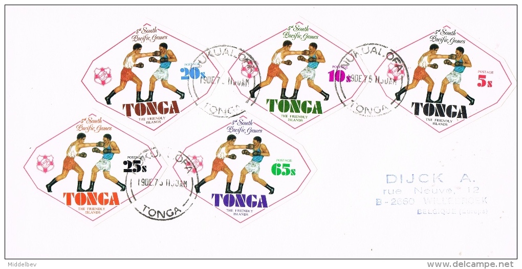 BR 1068 BRIEF TONGA YVERT NRS 352/356 ZIE SCAN THEMA SPORT - Tonga (1970-...)