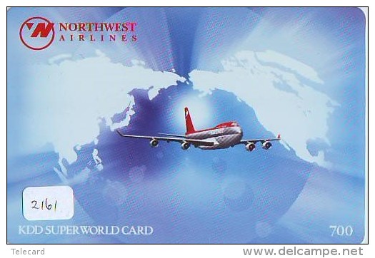 Carte Prépayée  Japon * AVION (2161) NORTHWEST AIRLINES * AIRLINES * AIRPLANE *  PREPAID CARD * JAPAN * FLUGZEUG  JR - Airplanes