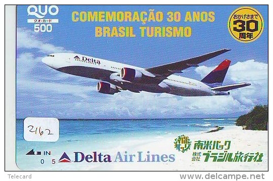 Carte Prépayée  Japon * AVION (2162) DELTA AIRLINES * BRASIL TURISMO * AIRPLANE *  PREPAID CARD * JAPAN * FLUGZEUG  JR - Airplanes