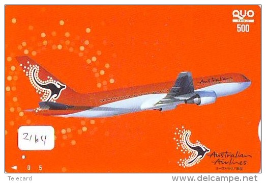 Carte Prépayée  Japon * AVION (2164) AUSTRALIAN AIRLINES * AIRLINES * AIRPLANE *  PREPAID CARD * JAPAN * FLUGZEUG  JR - Airplanes