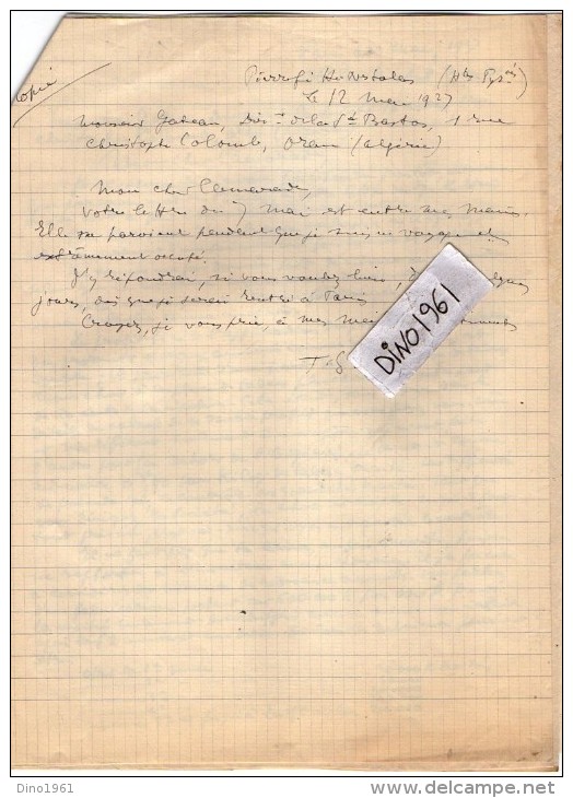 VP3572 - Tabac - Lettre Des Manufactures De Tabacs P. BASTOS à ORAN Pour  Mr Th. SCHLOESING à PARIS - Documentos