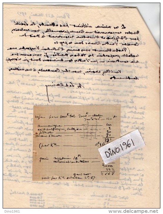 VP3572 - Tabac - Lettre Des Manufactures De Tabacs P. BASTOS à ORAN Pour  Mr Th. SCHLOESING à PARIS - Documenten