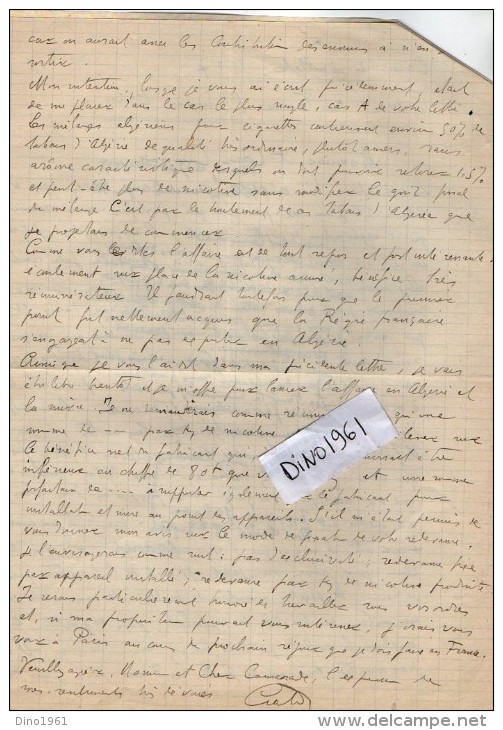 VP3575 - Tabac - Lettre des Manufactures de Tabacs P. BASTOS à ORAN pour  Mr Th. SCHLOESING à PARIS