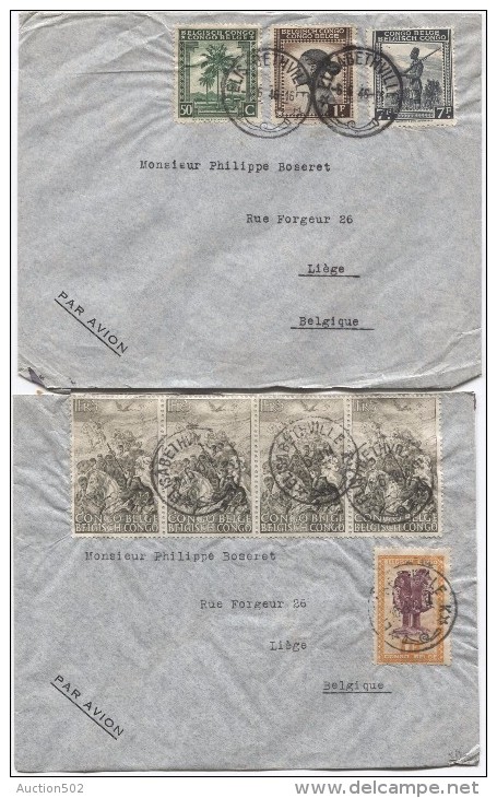 Belgisch Congo Belge 12 Lettres Avion Affranchissements Divers C.Elisabethville 1945-1946 V.Liège  Belgique PR2910 - Storia Postale
