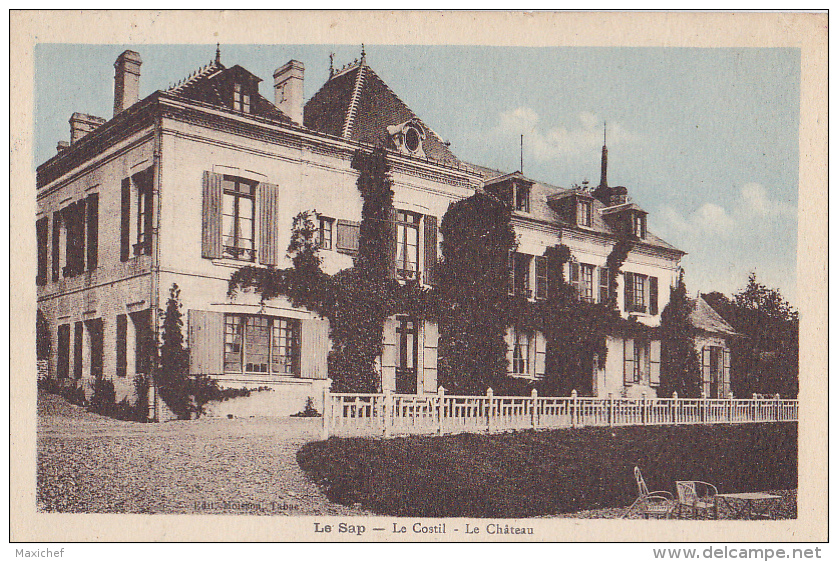 Le Sap -  Le Costil - Le Château (façade Principale) Circulé Sans Date, Sous Enveloppe, Colorisée - Autres & Non Classés