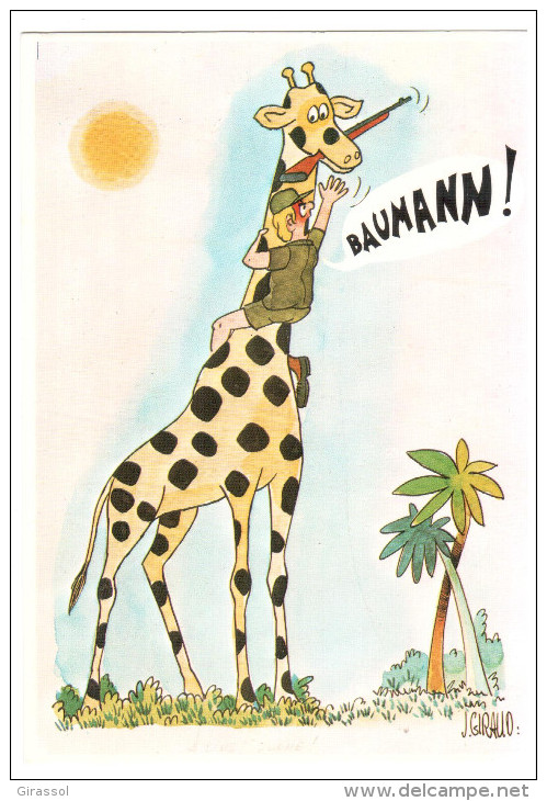 CPSM GIRAFE ILLUSTRATEUR J GIRAUD POUR BAUMANN BORDEAUX - Girafes