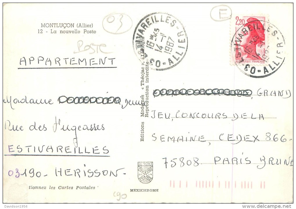 Cpsm -     Montluçon -  La Nouvelle Poste     , 2 CV , R8    Q241 - Montlucon