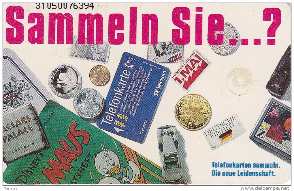 TARJETA DE ALEMANIA CON UNA MONEDA Y SELLO (COIN-STAMP) - Briefmarken & Münzen