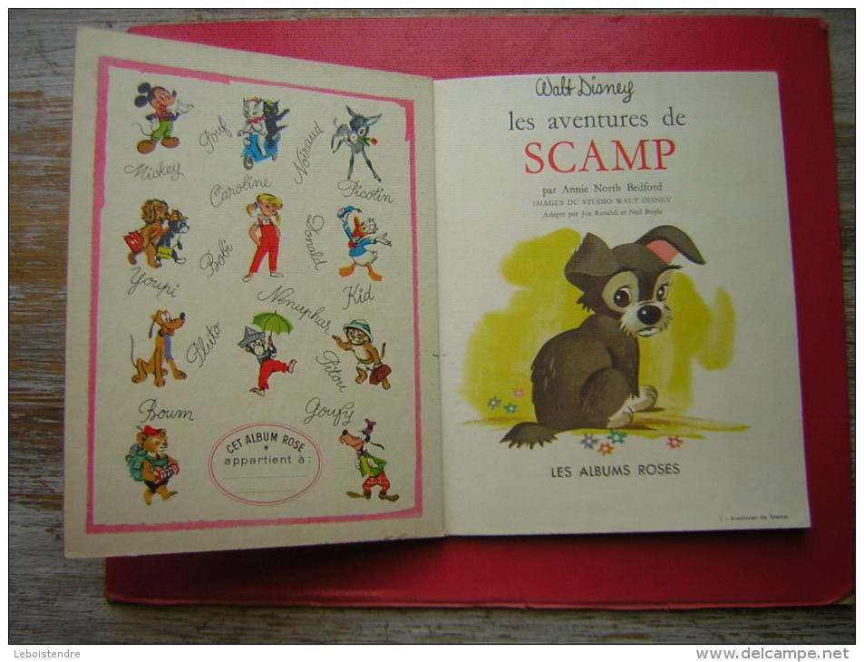 ENFANTINA / ENFANT   WALT DISNEY  LES AVENTURES DE SCAMP  HACHETTE  LES ALBUMS ROSES 1964 - Disney