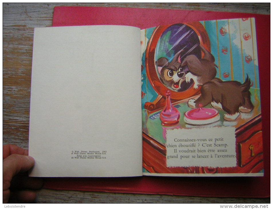 ENFANTINA / ENFANT   WALT DISNEY  LES AVENTURES DE SCAMP  HACHETTE  LES ALBUMS ROSES 1964 - Disney