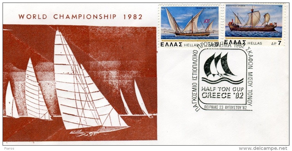 Greece- Comm. Cover W/ "HALF TON CUP `82: World Sailing Championship Of Half Tone Vessels" [Peiraeus 23.8.1982] Postmark - Affrancature E Annulli Meccanici (pubblicitari)