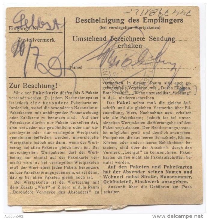 Deutsches Reich Österreich Paketkarte Marburg(Drau, Steierm) Nach ST. Veit Sawe.Karnten 8/7/1944  PR2917 - Lettres & Documents