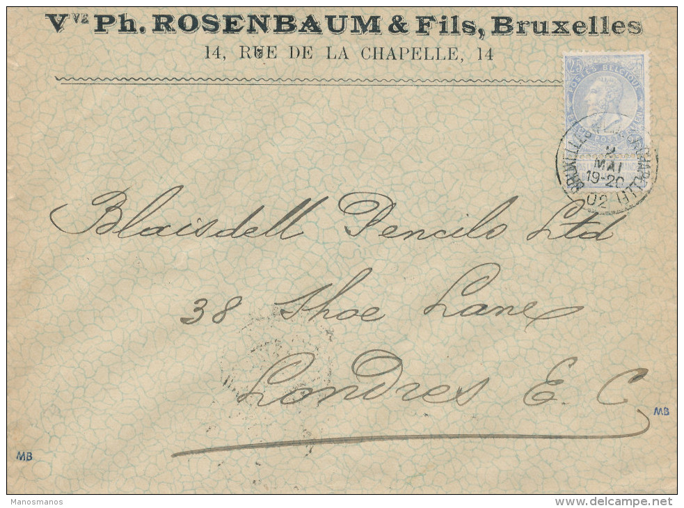 312/24 - JUDAICA Belgique - Entete Vve Ph. Rosenbaum BRUXELLES S/ Lettre TP Fine Barbe 1902 - Jewish