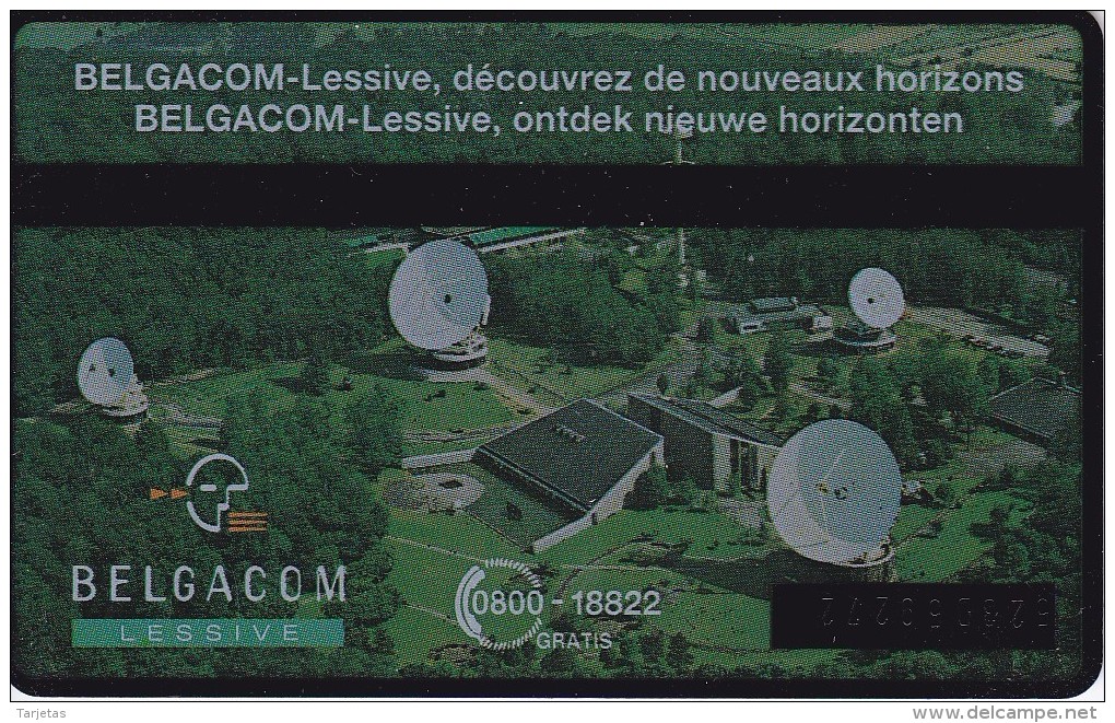 TARJETA DE BELGICA CON UNA ANTENA PARABOLICA PARA SATELITES (SATELLITE-SATELITE) - Astronomy