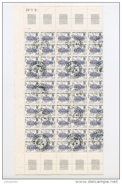 FRANCE -  TAXE 5,00 COLEOPTÈRES - N° Yvert 112 OBLITÉRÉ EN FEUILLE DE 100 PLIÉE - Full Sheets