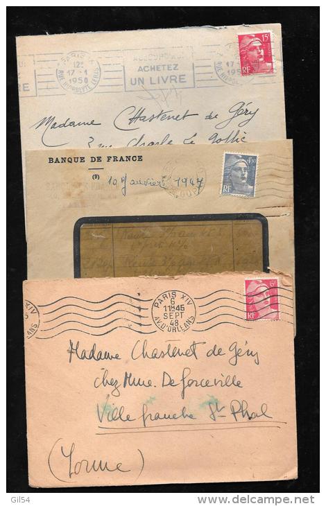 Lot De 15 Lettres Affranchies Avec Type Gandon - Qaa14 - 1945-54 Marianne (Gandon)