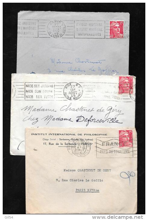 Lot De 15 Lettres Affranchies Avec Type Gandon - Qaa14 - 1945-54 Marianne De Gandon