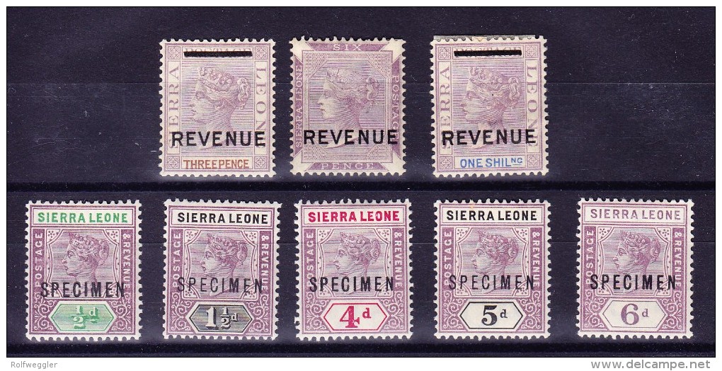 Sierra Leone Lot 7 Marken 3d 6d Und 1Sh überdruckt Revenue Und SG 41 43 47 48 49 überdruckt Specimen - Sierra Leone (...-1960)
