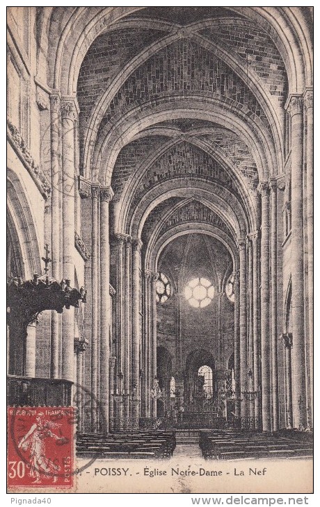 Cp , 78 , POISSY , Église Notre-Dame  , La Nef - Poissy