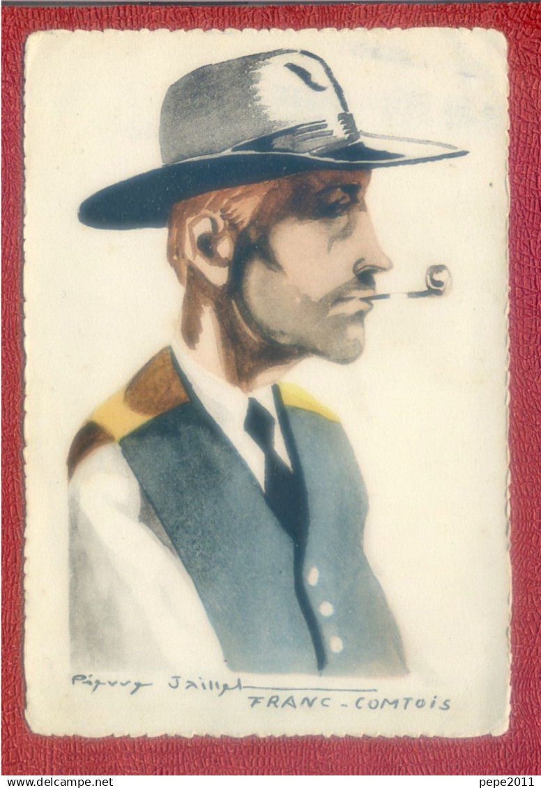 25 Franche Comté : Illustration Jaillet : Type Franc Comtois Portrait Homme Avec Chapeau & Pipe - Personnages