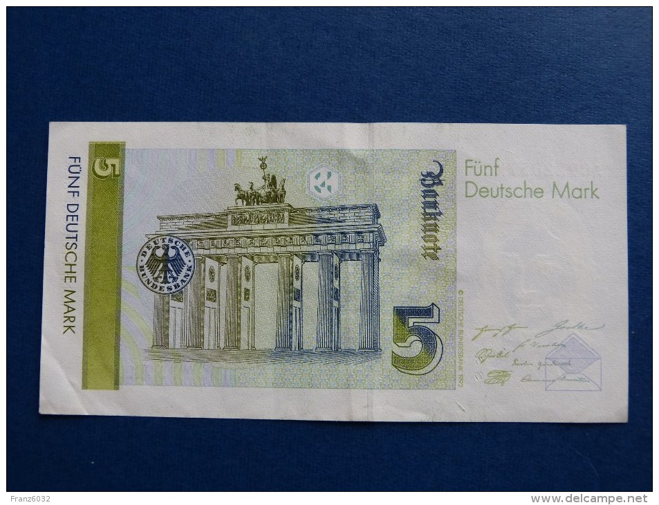 5,00 DM, 1991 Sehr Gut Erhalten, Knick Rechts Unten - 5 Deutsche Mark