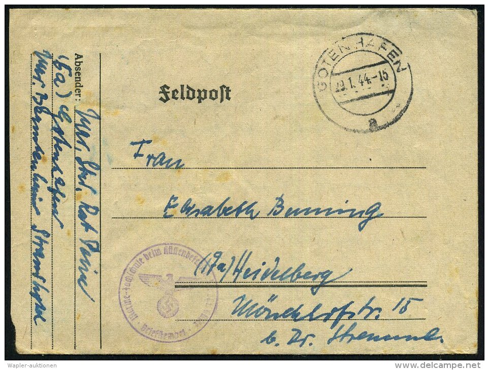 GOTENHAFEN/ A 1944 (Jan./Feb.) 2x 2K (1x Oben Undeutl.) + Viol. 1K-HdN: Marine-Fachschule Beim... - Other & Unclassified