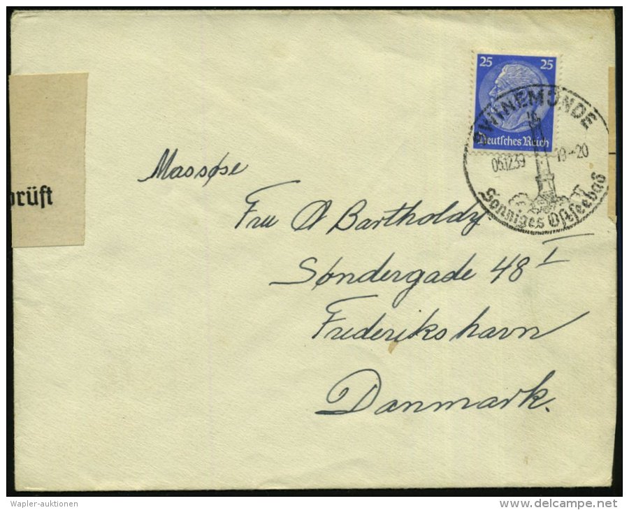 SWINEMÜNDE/ Sonniges Ostseebad 1940 (16.4.) HWSt = Leuchtturm Auf EF 25 Pf. Hindenbg. + OKW-Zensurstreifen... - Other & Unclassified
