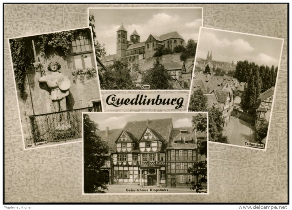 Quedlinburg 1965 PP 10 Pf. Ulbricht, Grün: Quedlinburg/ Der Roland/ Dom/ Geburtshaus Klopstocks Etc. (=... - Other & Unclassified