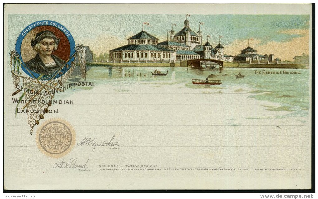 U.S.A. 1893 PP 1 C. Grant, Schw: CHRISTOPHER COLUMBUS;; WORLD&acute;S COLUMBIAN EXPOSITION = Columbus Brustbild (u.... - Other & Unclassified