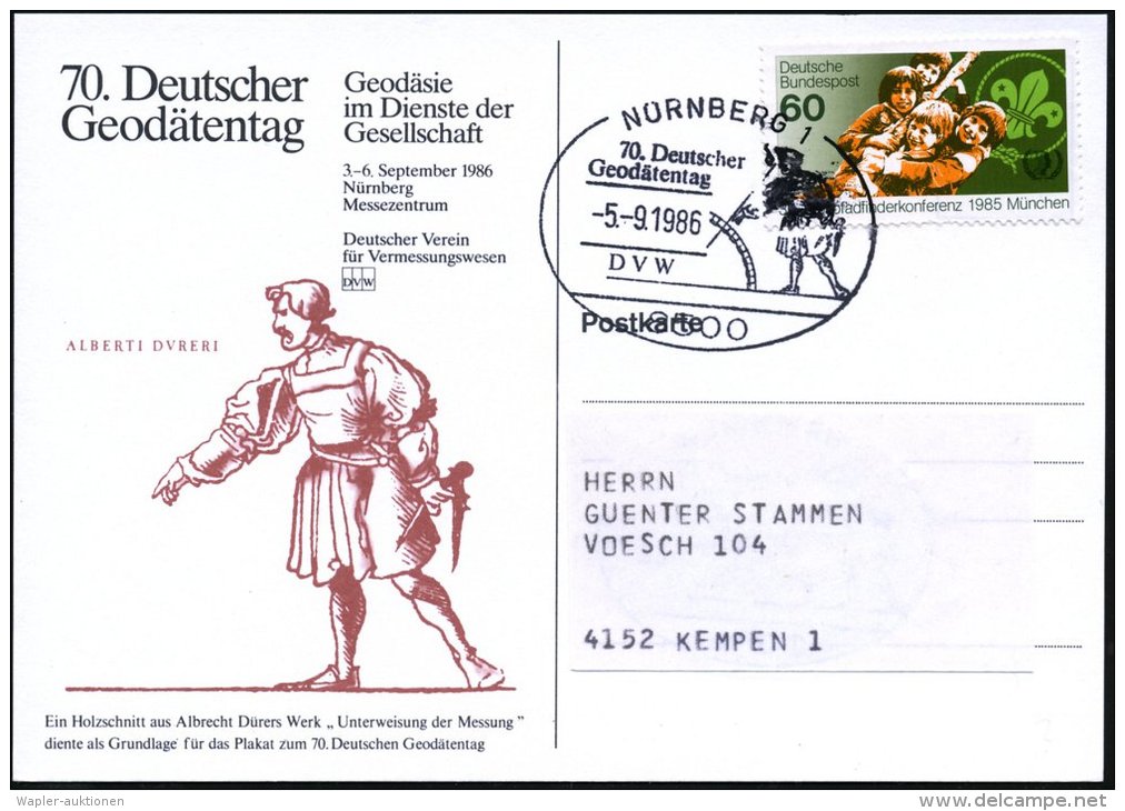 8500 NÜRNBERG 1/ 70.Deutscher/ Geodätentag 1986 (5.9.) SSt = Firgur Aus Dürers "Unterweisung Der... - Other & Unclassified