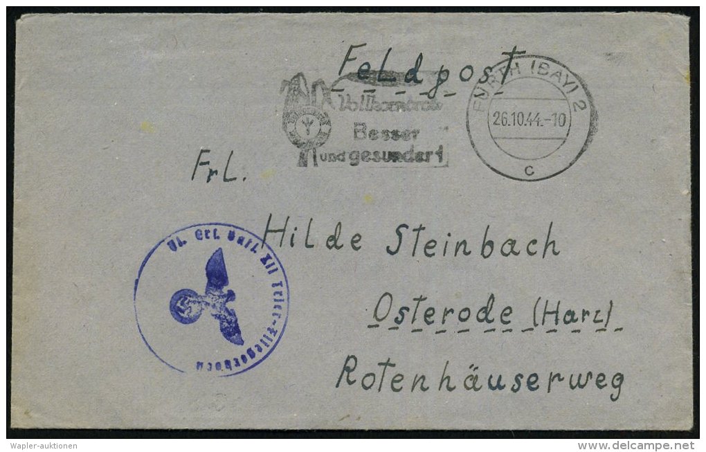 FÜRTH (BAY) 2/ C/ Vollkornbrot/ Besser/ U.gesunder! 1944 (Okt./Nov.) Je MWSt (1x Etw. Abgenutzt) + Viol. HdN:... - Other & Unclassified