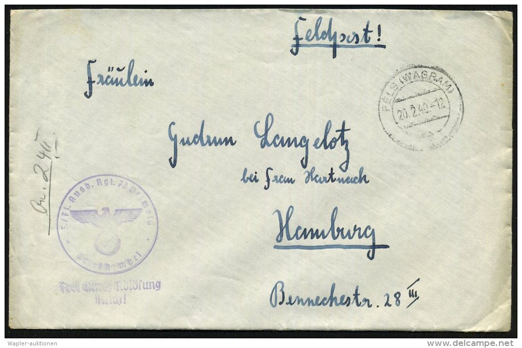 FELS (WAGRAM) 1940 (20.2.) 2K + Viol. 1K-HdN: 3./ Fl(ieger) Ausb. Rgt. 72 Detmold/Frei Durch Ablösung/Reich! +... - Other & Unclassified