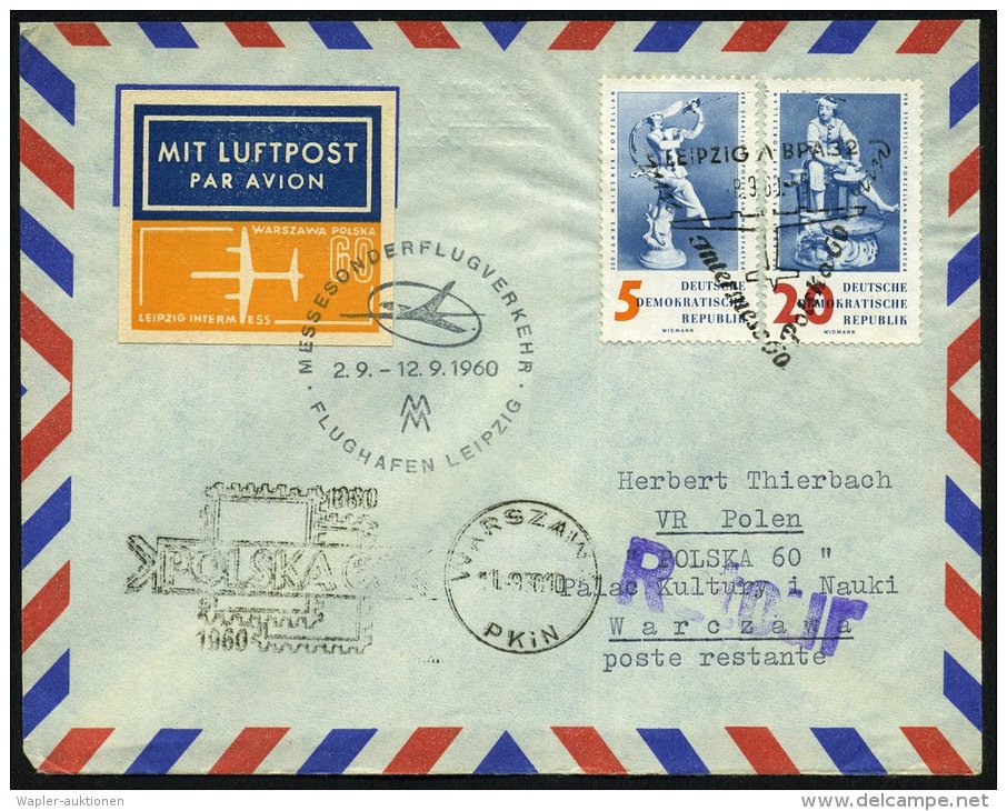 LEIPZIG BPA 32/ Jntermess 60.. 1960 (8.9.) SSt + HdN: MESSESONDERFLUGVERKEHR, Sonderflug Zur "Polska &acute;60"... - Other & Unclassified