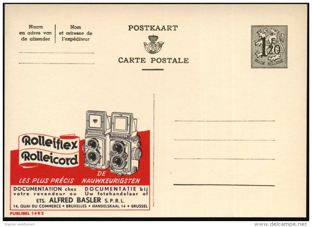 BELGIEN 1954 1,20 F. Reklame-P., Oliv: Rolleiflex/Rolleicord.. (2 Spiegelreflex-Kameras) Fläm. Titel Oben ,... - Other & Unclassified