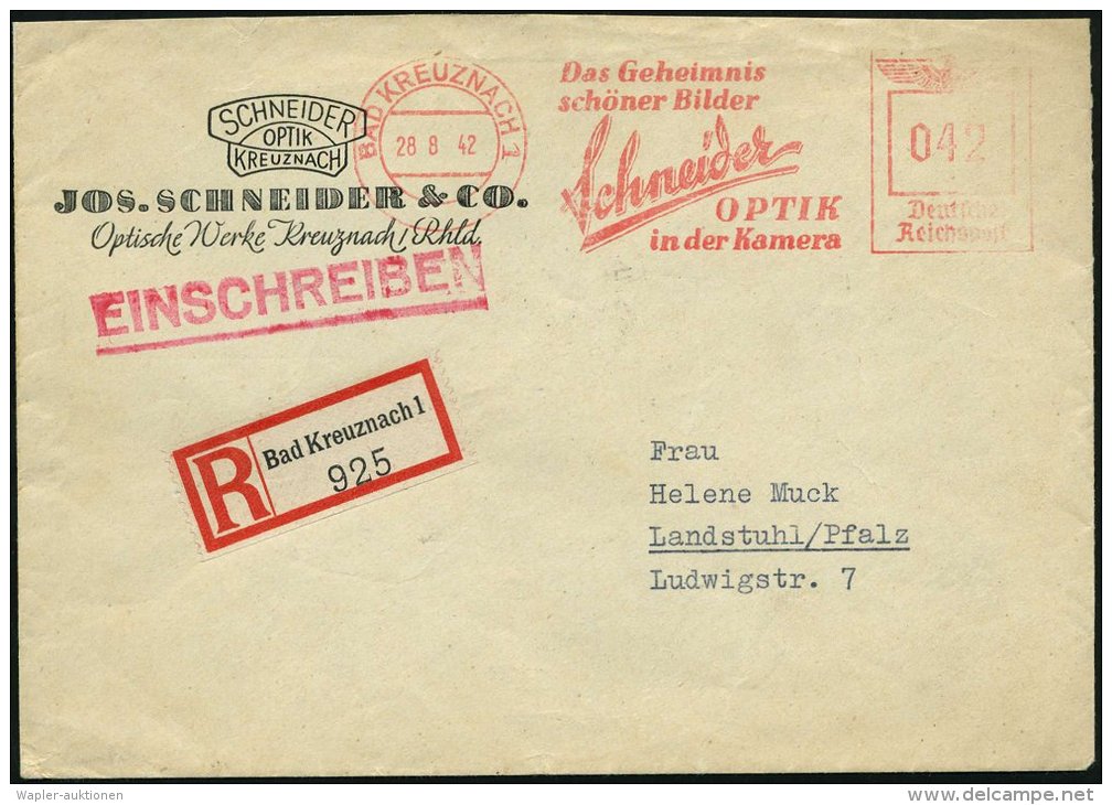 BAD KREUZNACH 1/ Das Geheimnis/ Schöner Bilder/ Schneider/ OPTIK/ In Der Kamera 1942 (28.8.) AFS 042 Pf.... - Other & Unclassified