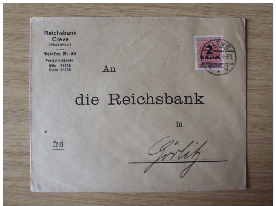 06.10.1923, FEIMARKEN-AUSGABE Nr. 312 Ab Auf BELEG Von KLEVE, SELTEN, NUR 9 TAGE MÖGLICH, Geprüft INFLA BERLIN - Storia Postale