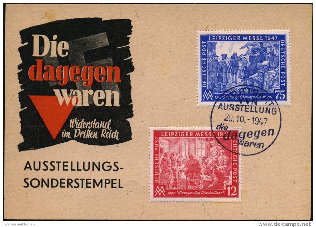 STUTTGART/ VVN/ AUSSTELLUNG/ Die/ Dagegen/ Waren 1947 (15.9.) Schw.-viol. SSt Klar Auf Ausst.-Sonder-Kt. =... - Other & Unclassified