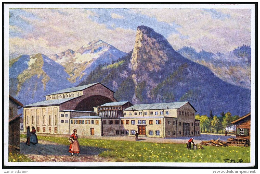 Oberammergau 1930 PP 15 Pf. Hindenbg., Lilarot: Passionsspiele 1930 /Passionsspieltheaterbau Mit Kofel U. Not ,... - Other & Unclassified